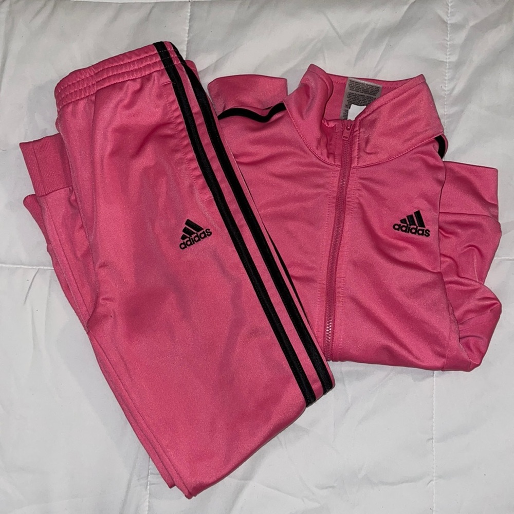 Little Girls Pink Adidas Tracksuit